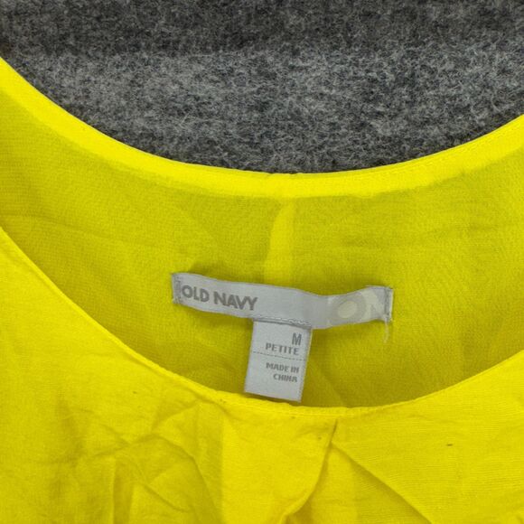 Old Navy Dress Women PM Petite Yellow Shift Short Sleeveless Lined Rayon Casual - Picture 3 of 7